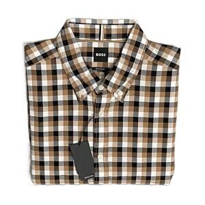 Boss Men's XL Regular Fit Long Sleeve Button-Down Shirt Gingham Print NEW